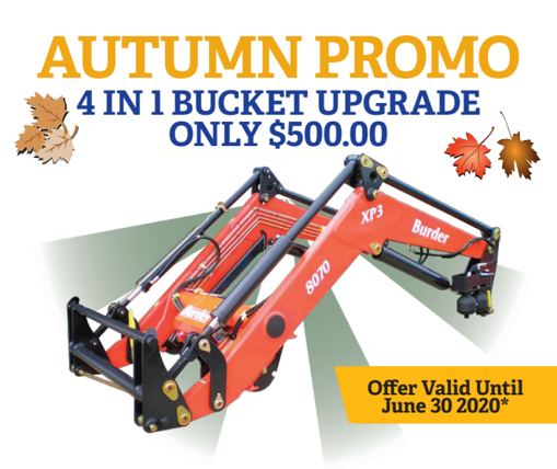Delmade Autumn Promotion Front End Loaders - 4 in 1 Bucket Upgrade Only $500.00 - Offer Valid Until June 30 2020*