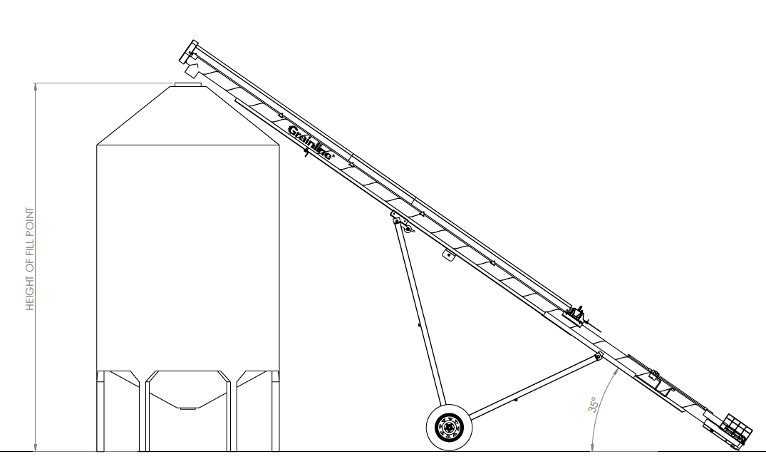Delmade Free Grain Auger Length Calculator.  Enter height of silo and angle of operation.