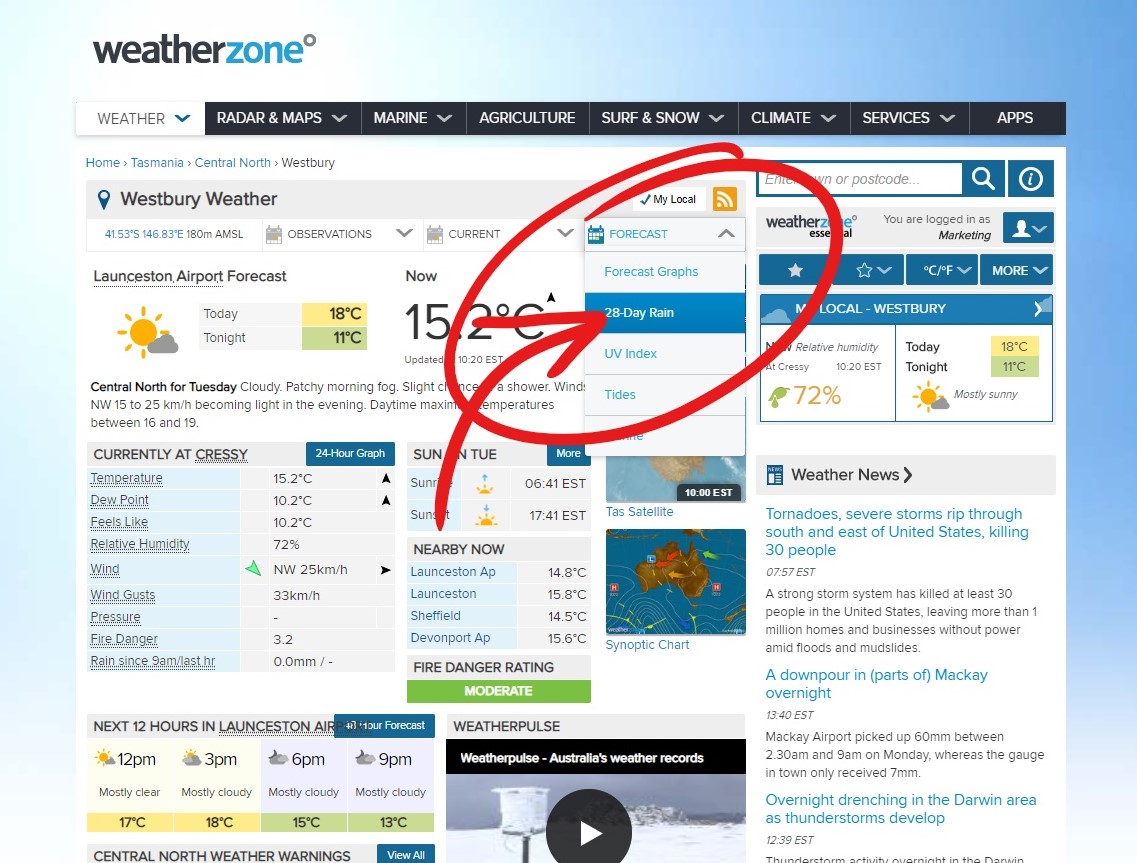Delmade Free Resources 28 Day Rain Forecast Weather Step 3 Click to Weatherzone, Search Location and Click to view report