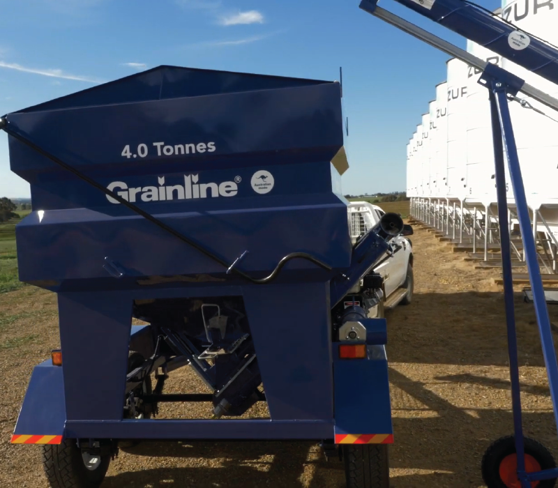 Delmade Products: 4 Tonne Feed Out Trailer 4 Tonne (50 Bag) Feed Out Trailer including 3m x 6” Auger